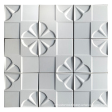 4X4 Square 3D Effect White Decorative Cement Color Mosaic Tiles for Floor